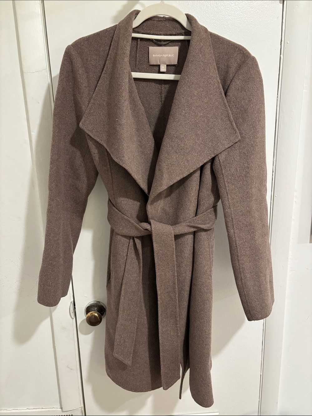 Banana Republic Taupe Belted Wool-Blend Trench Coat